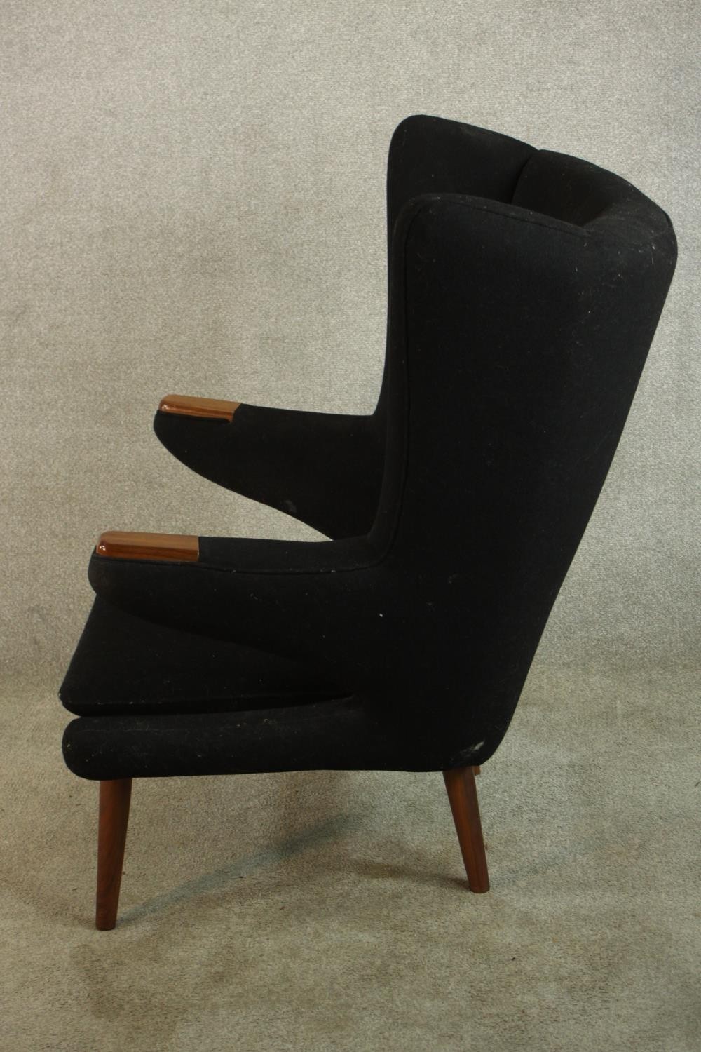 After Hans Wegner for PP Mobler, a mid 20th century teak framed Papa Bear chair and ottoman, - Image 4 of 9