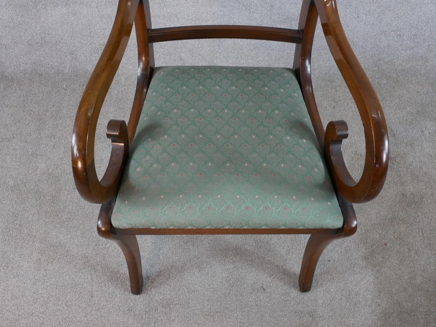 A set of six mahogany Regency style dining bar back comprised of four singles and two open arm - Image 9 of 12