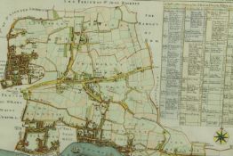 A coloured map of the Parish of Stepney from 1720, in gilt painted frame. H.49 W.61cm.