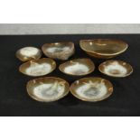 Collection of agate geode slices formed as bowls, dishes and a paperweight. H.5 Dia.17cm. (largest)