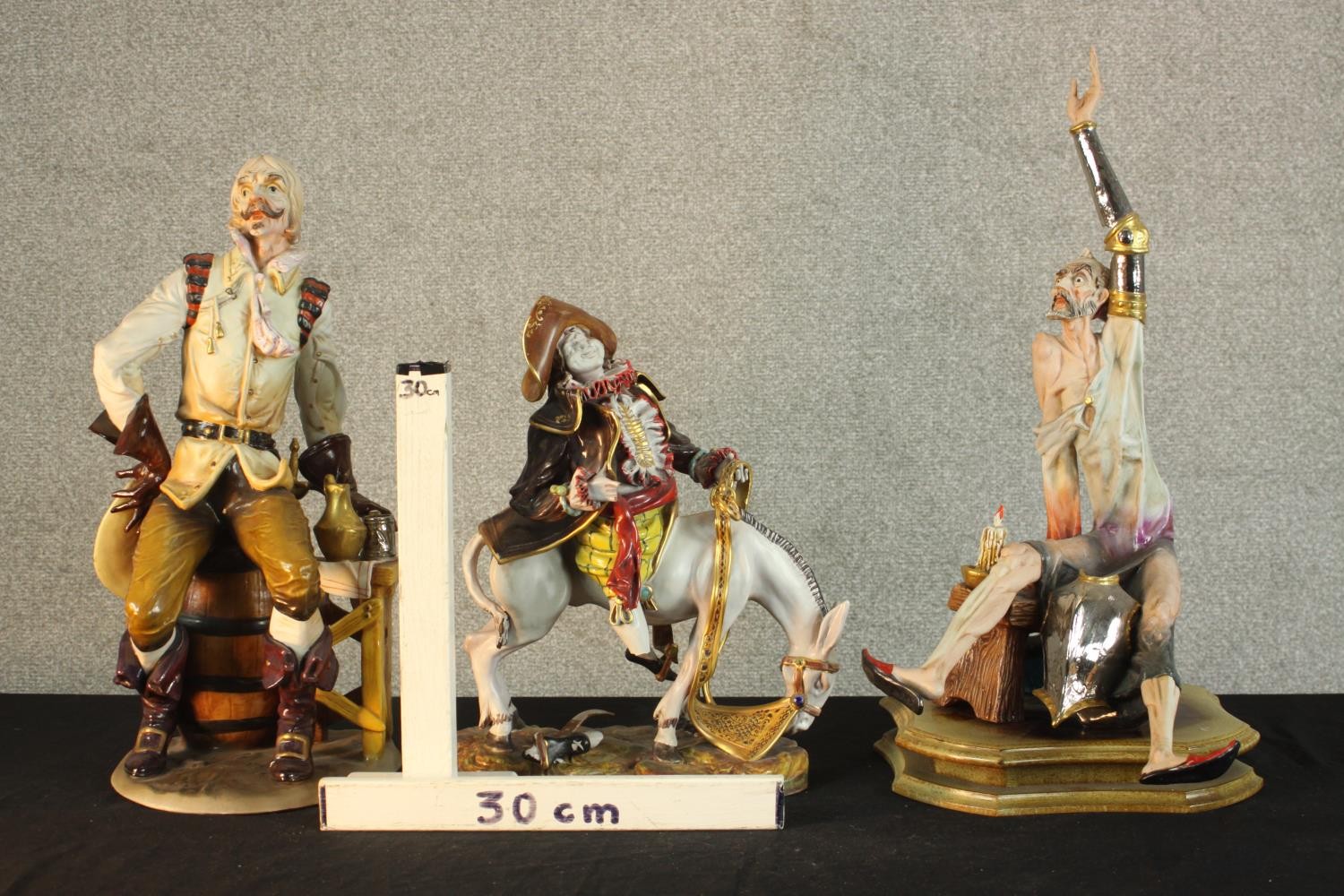 Paolo Marioni, 'Don Quixote', polychrome terracotta figure, signed together with two Capodimonte - Image 2 of 16