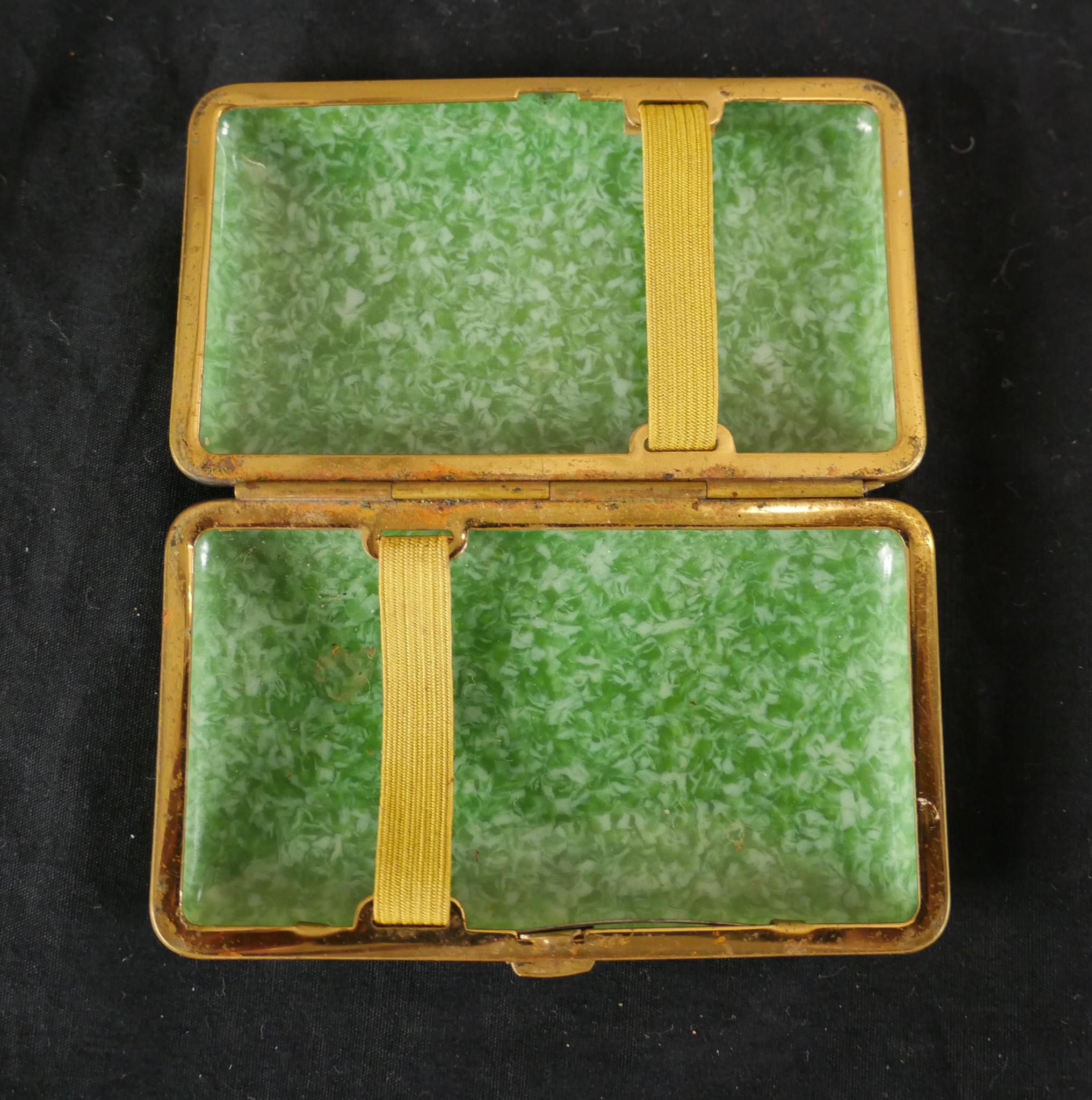 Two early 20th century shagreen style and gilt metal match holder and matching cigarette case, - Image 9 of 12