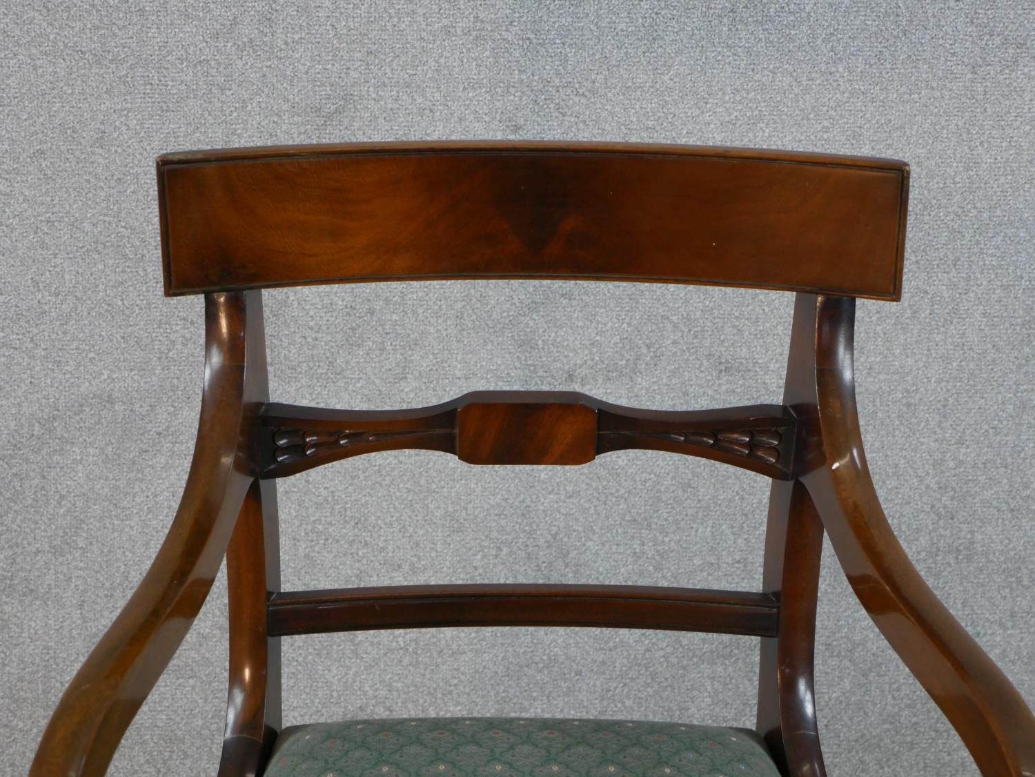 A set of six mahogany Regency style dining bar back comprised of four singles and two open arm - Image 10 of 12