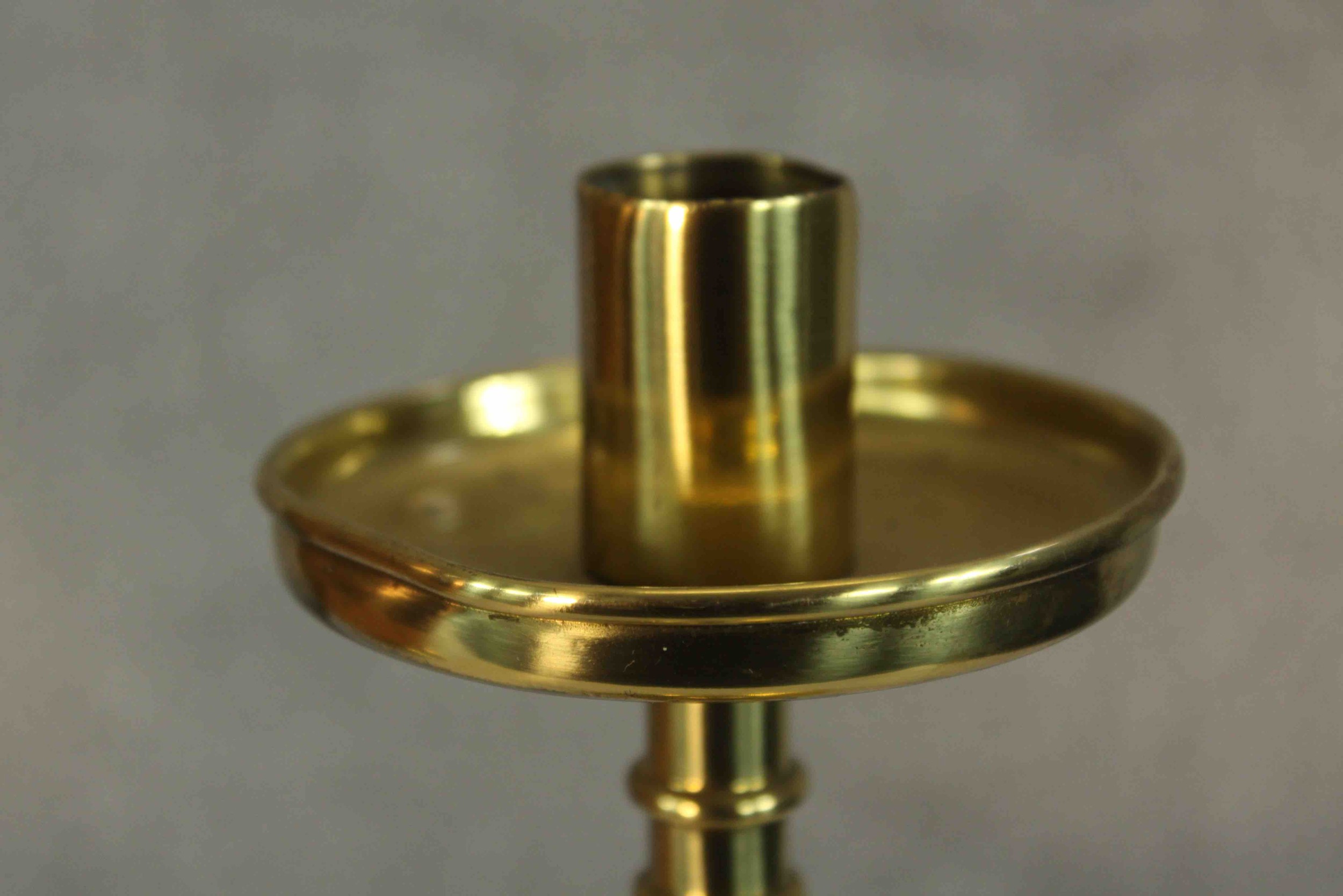 A 19th century Gothic Revival style brass candlestick, the central column with diamond knop raised - Image 5 of 9