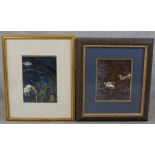 Warren (20th century) ducks on the water, oil on paper, signed and framed, together with 20th