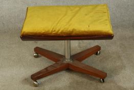 A mid 20th century G-Plan Sixty Two foot bentwood stool/ottoman with yellow upholstered cushion
