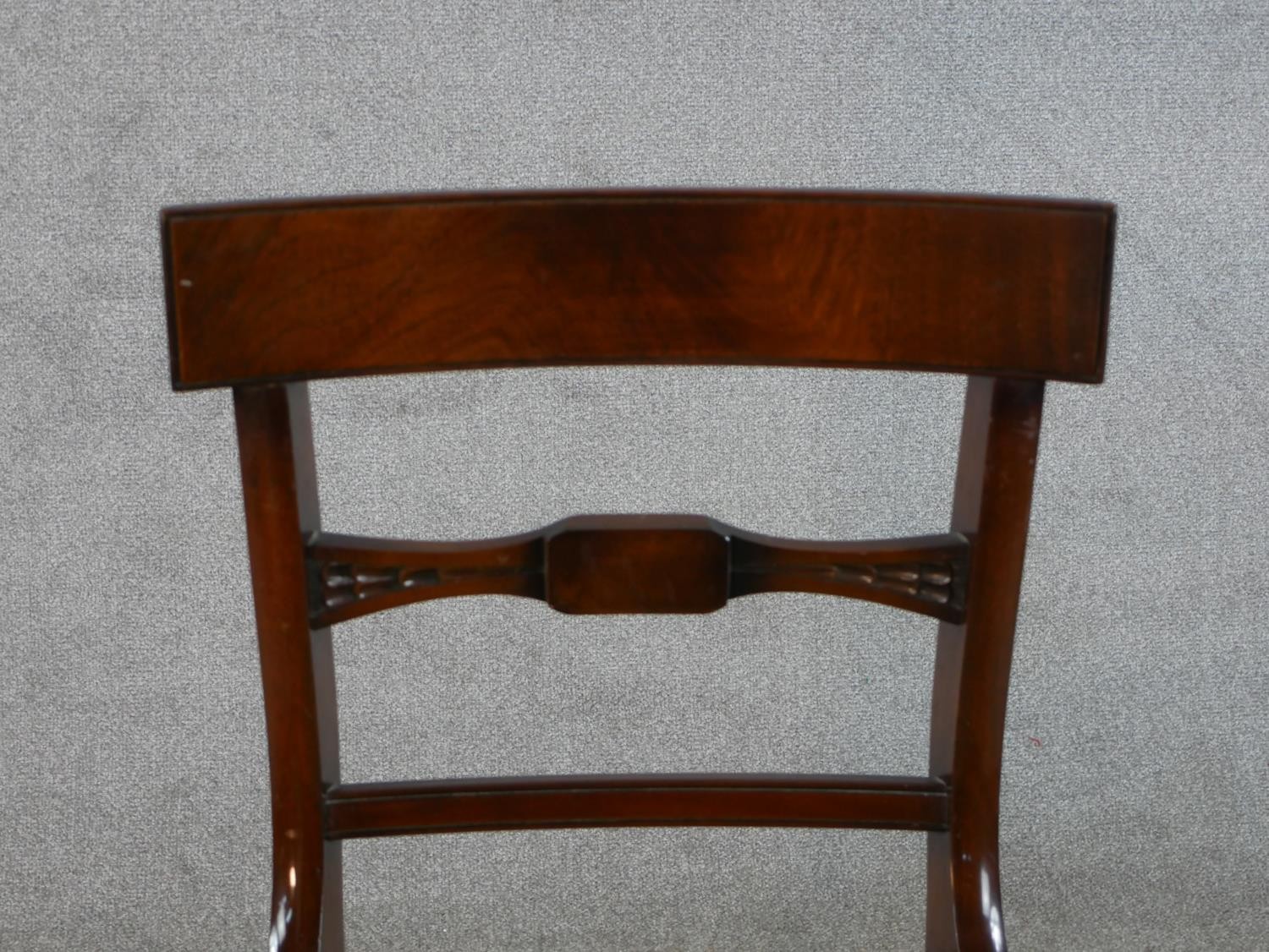 A set of six mahogany Regency style dining bar back comprised of four singles and two open arm - Image 5 of 12