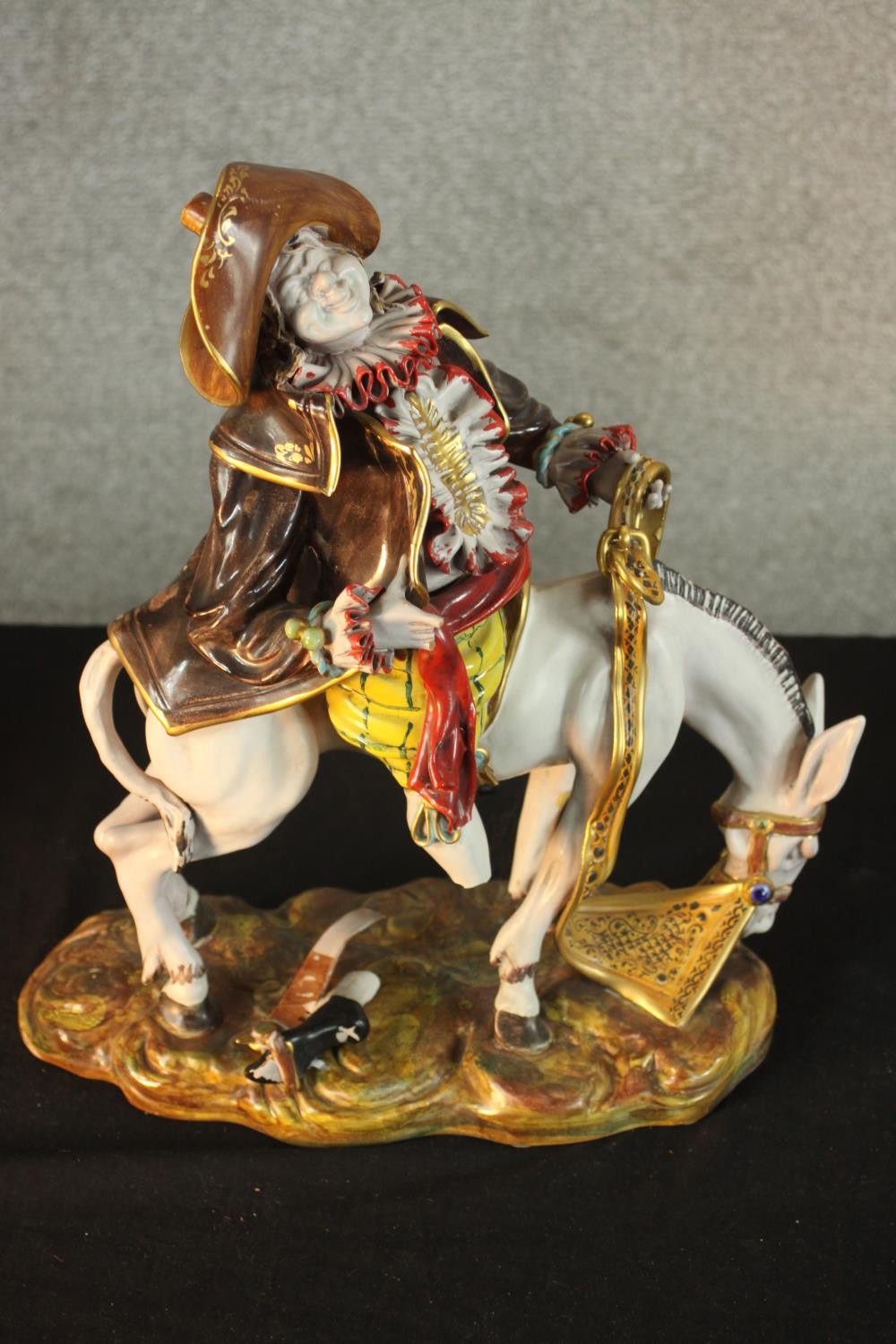 Paolo Marioni, 'Don Quixote', polychrome terracotta figure, signed together with two Capodimonte - Image 6 of 16