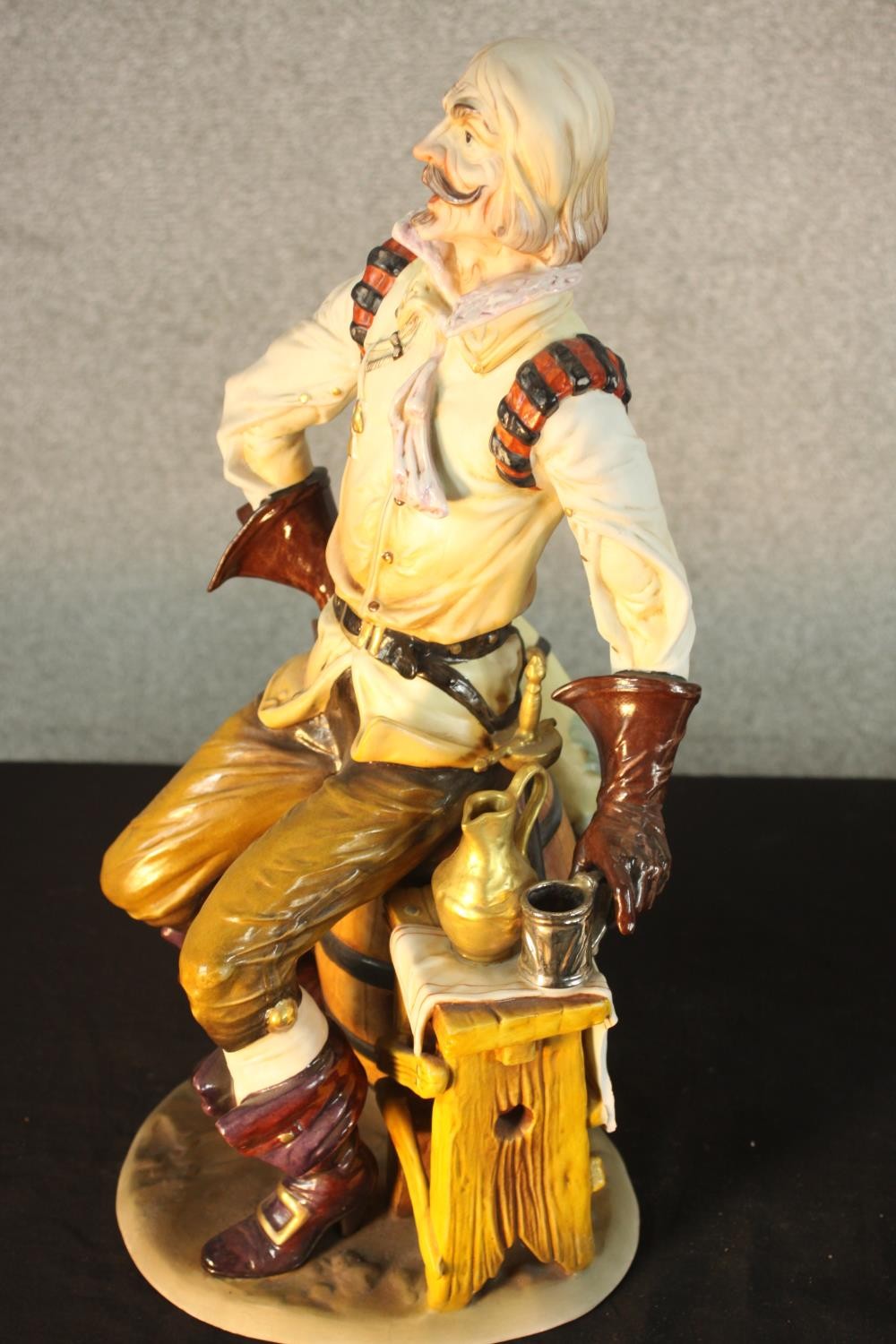 Paolo Marioni, 'Don Quixote', polychrome terracotta figure, signed together with two Capodimonte - Image 5 of 16