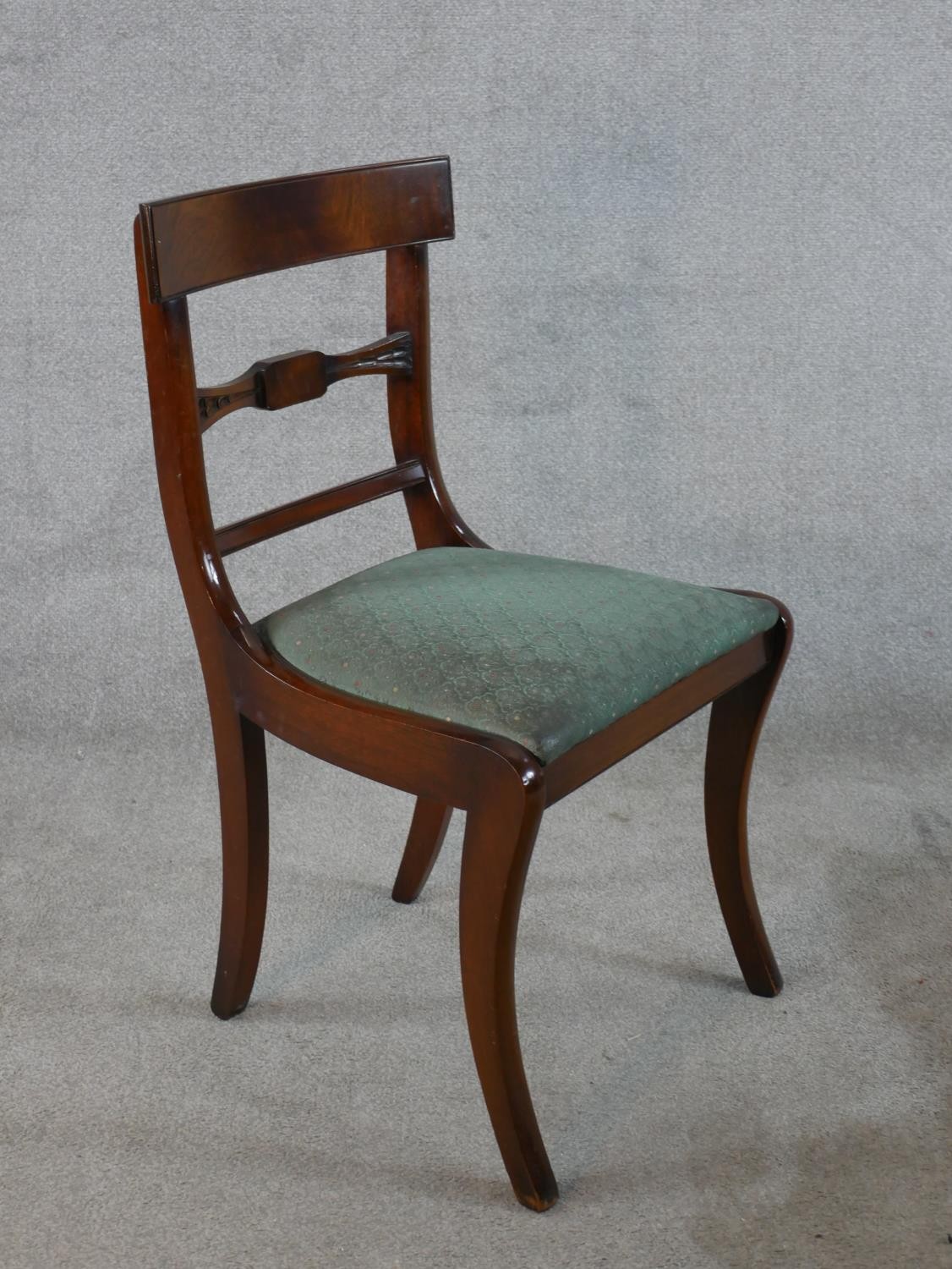 A set of six mahogany Regency style dining bar back comprised of four singles and two open arm - Image 6 of 12