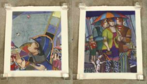 Alexander Ivanov (Russian 1950-1998); two unframed coloured limited edition coloured lithographs,