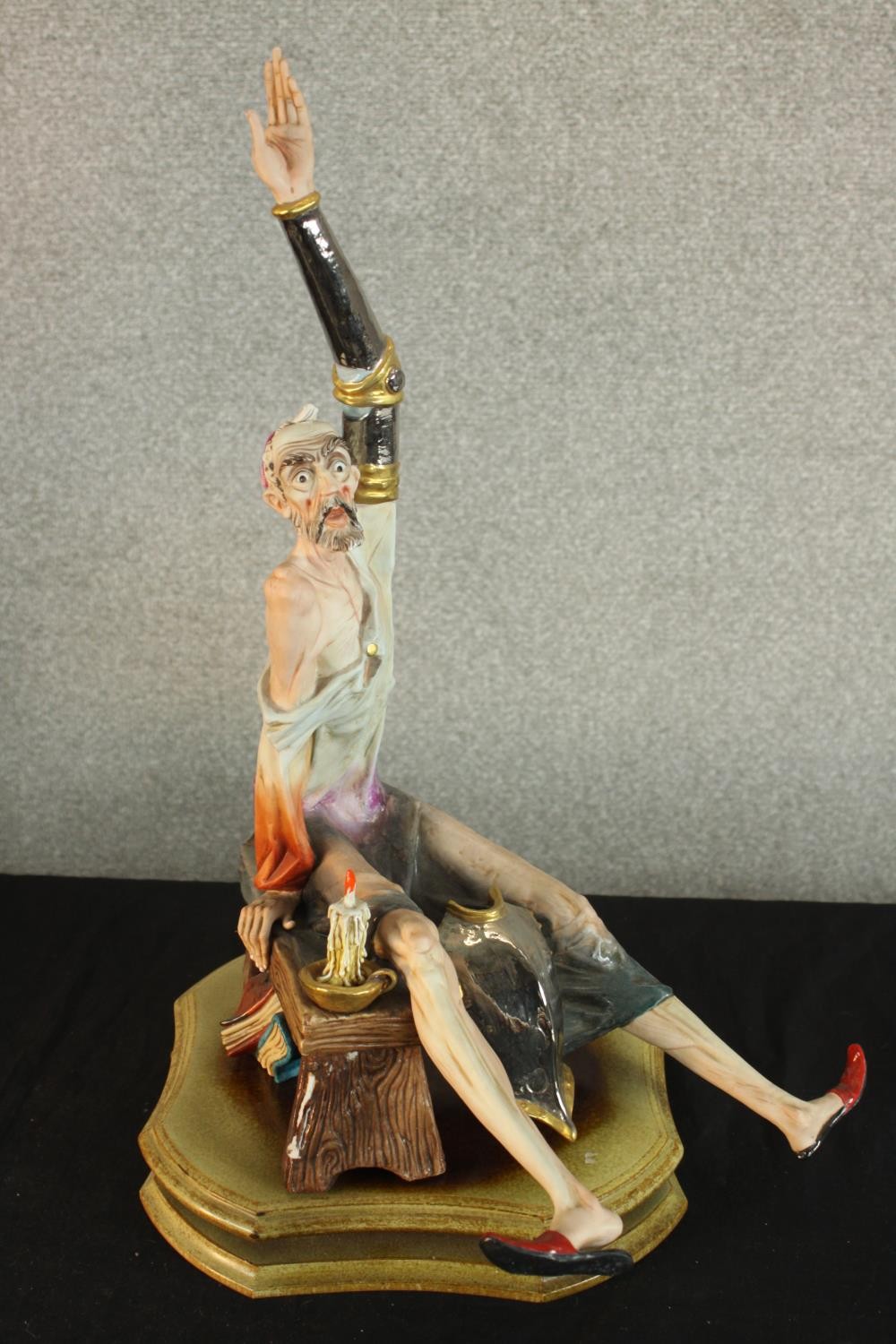 Paolo Marioni, 'Don Quixote', polychrome terracotta figure, signed together with two Capodimonte - Image 12 of 16