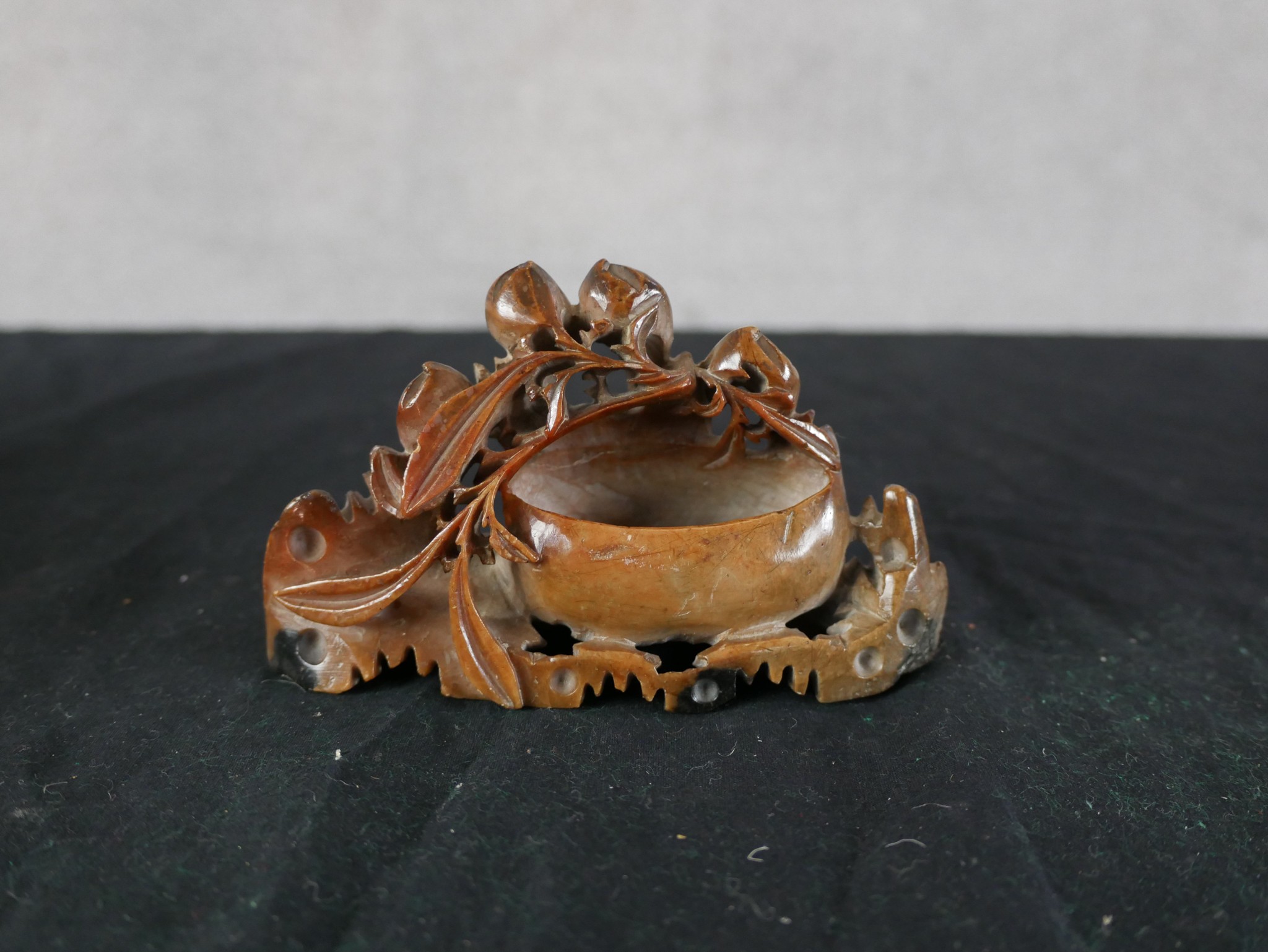 A Chinese carved soapstone dish, together with a carved hardstone model of a fish and a Chinese - Image 7 of 7