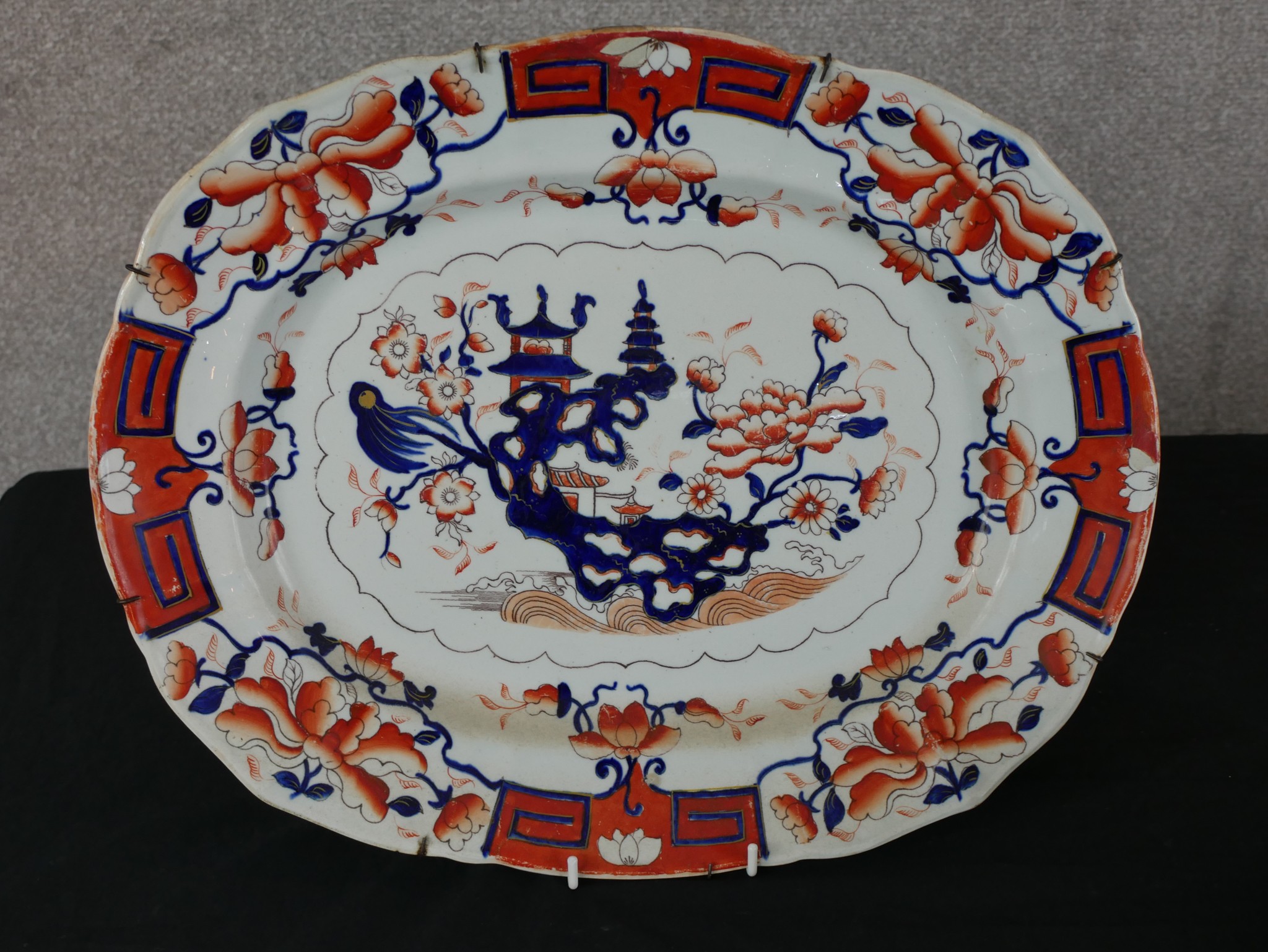 An early 20th century Masons Imari oval meat plate decorated with flowers, together with four - Image 2 of 10