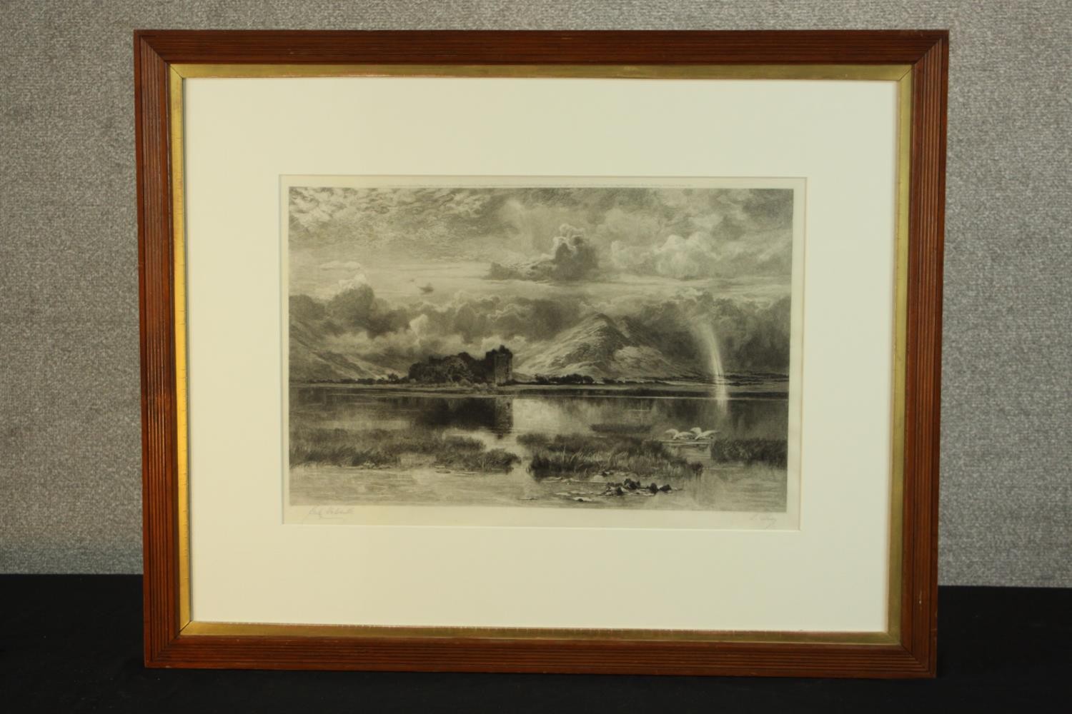 Keeley Halswelle (1831-1891, English), Kilchurn Castle, Loch Awe, pencil signed etching on paper, - Image 2 of 7