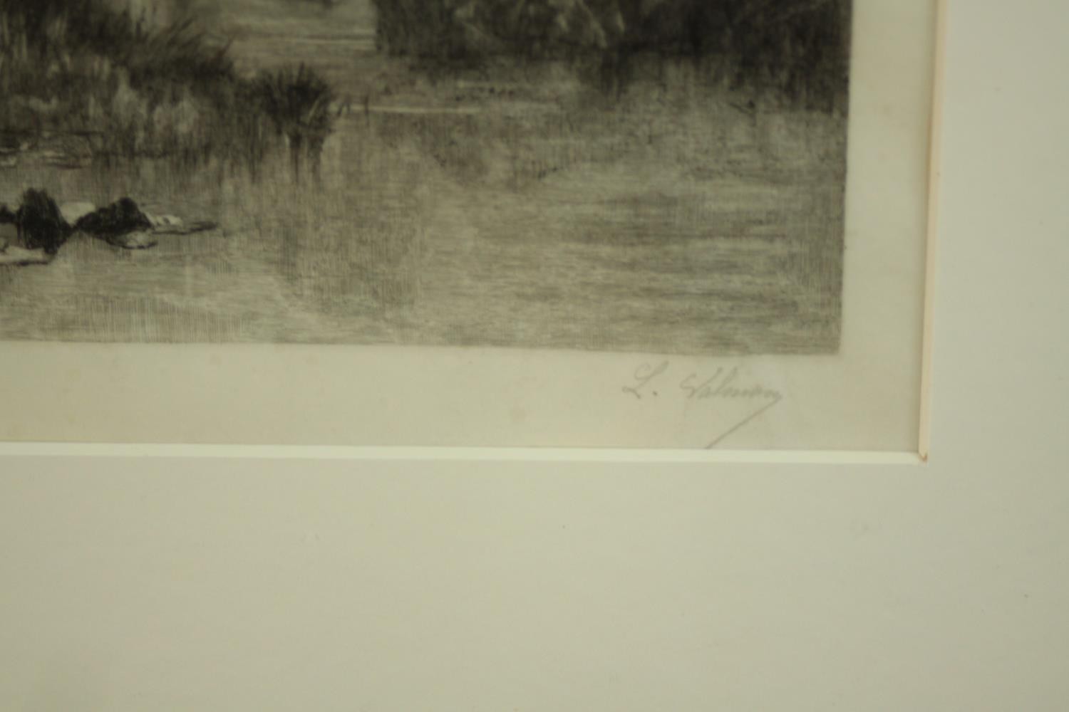 Keeley Halswelle (1831-1891, English), Kilchurn Castle, Loch Awe, pencil signed etching on paper, - Image 4 of 7