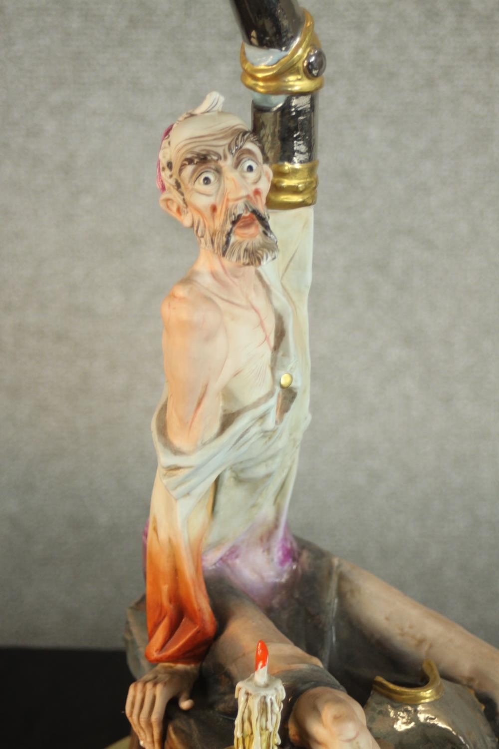 Paolo Marioni, 'Don Quixote', polychrome terracotta figure, signed together with two Capodimonte - Image 13 of 16