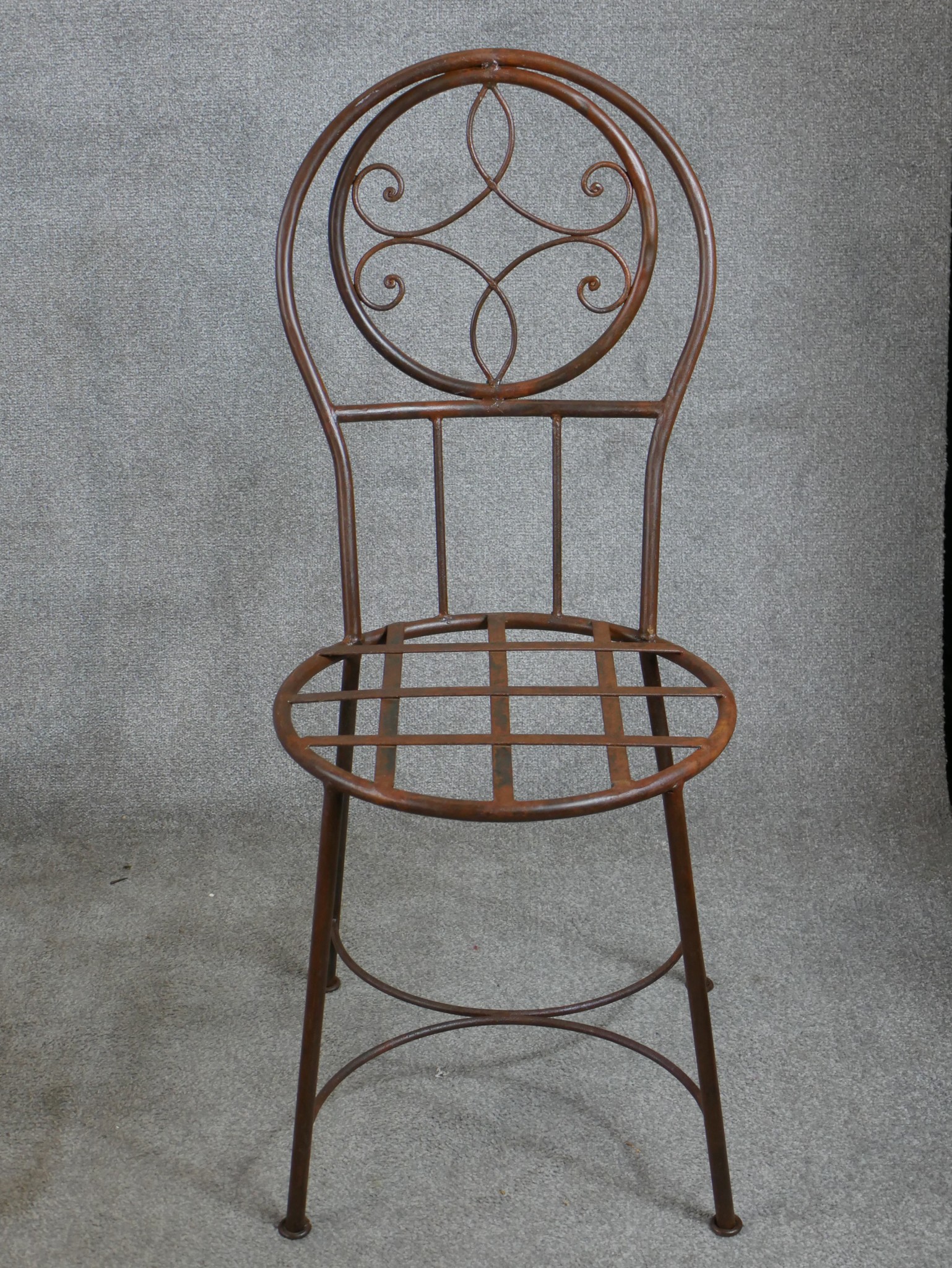 Two pairs of wrought iron garden chairs, together with a wrought iron garden table and a wrought - Image 5 of 8