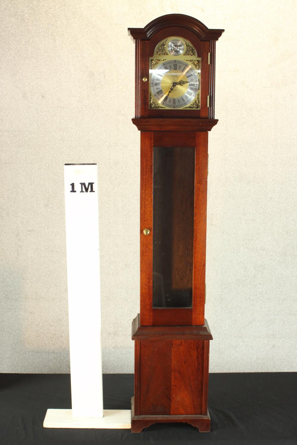 A 20th century mahogany cased Tempus Fugit grandmother clock, the brass and silvered dial with black - Image 2 of 8