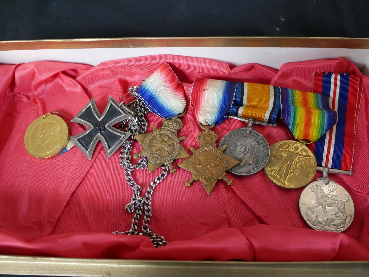 Victory Medal, 1914-1915 Star & British War Medal, three World War I medals awarded to Rev F. G. - Image 5 of 5