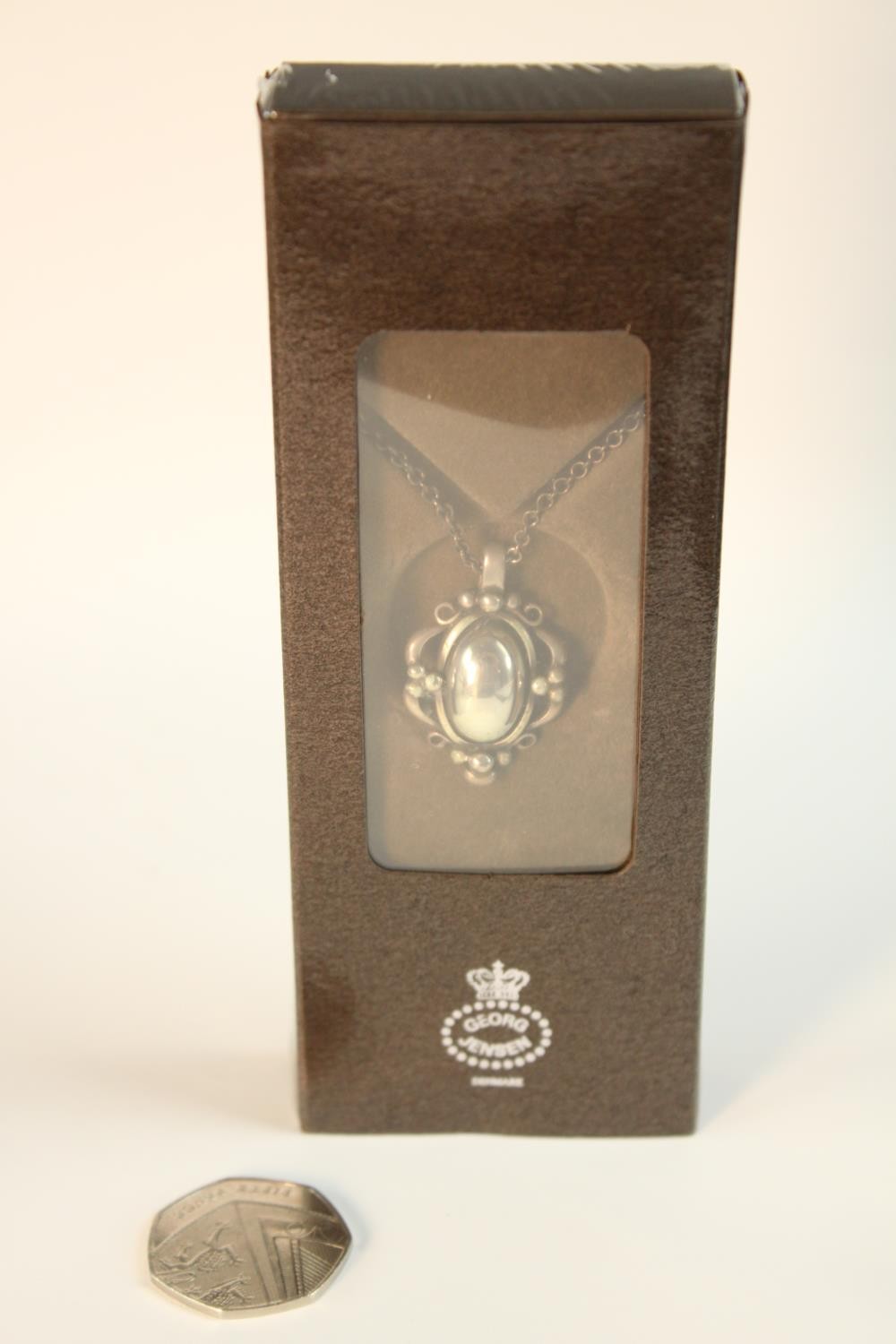 Georg Jensen- a boxed as new sterling silver 1989 Annual floral and foliate design pendant and - Image 2 of 6