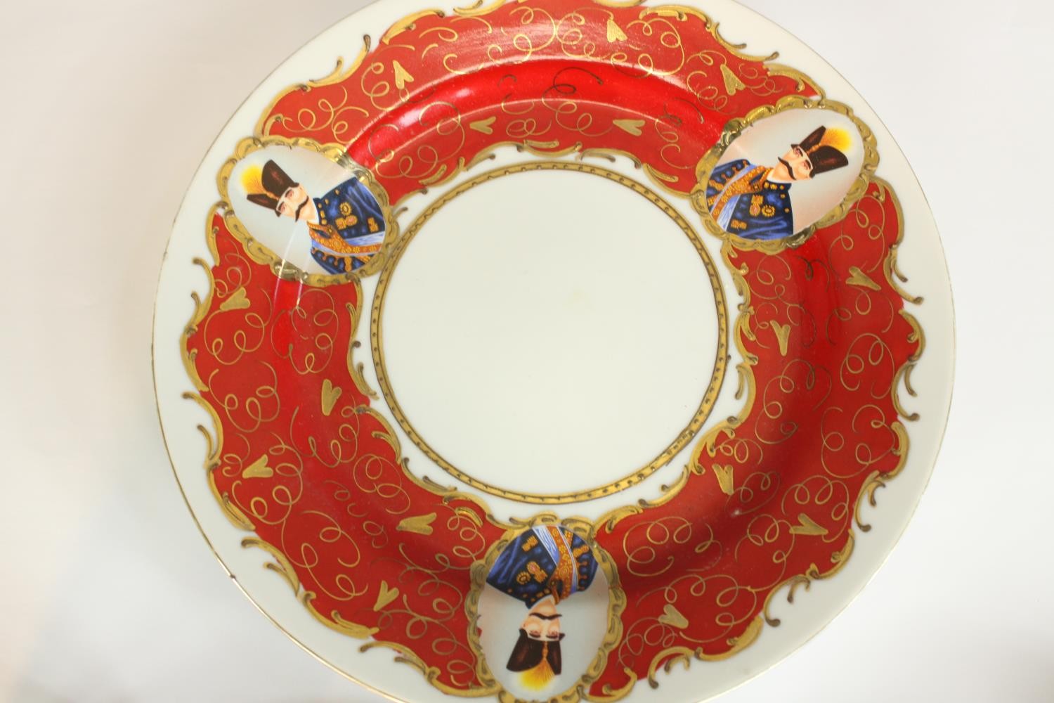 Shah of Persia: a collection of continental ceramics, a plate decorated with a foliate design red - Image 3 of 11