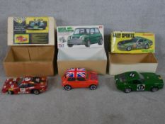 Three boxed scale model cars to include MM 1:12 scale model radio electric car, Tamiya 1:10 scale