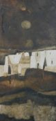 20th century Iraqi School, houses of Northern, Iraq, oil on canvas, framed. H.95 W.47cm