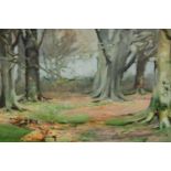 R. Richards (19th/20th century) New Forest, watercolour on paper, gilt framed. H.40 W.50cm.