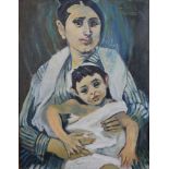 Sarra (20th century) mother and baby, oil on canvas, signed and dated in a contemporary gilt