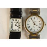 A Searle & Co gentlemen's wristwatch, the rectangular white dial with black Roman numerals on a