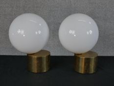 A pair of contemporary Michael Anastassiades brass and glass Tip of the Tongue table lamps. H:30
