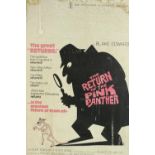 A mid 20th century framed Pink Panther Returns film poster. H.106 W.70cm.