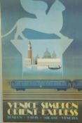 A 20th century coloured Simplon Orient Express travel poster advertising travel from London to