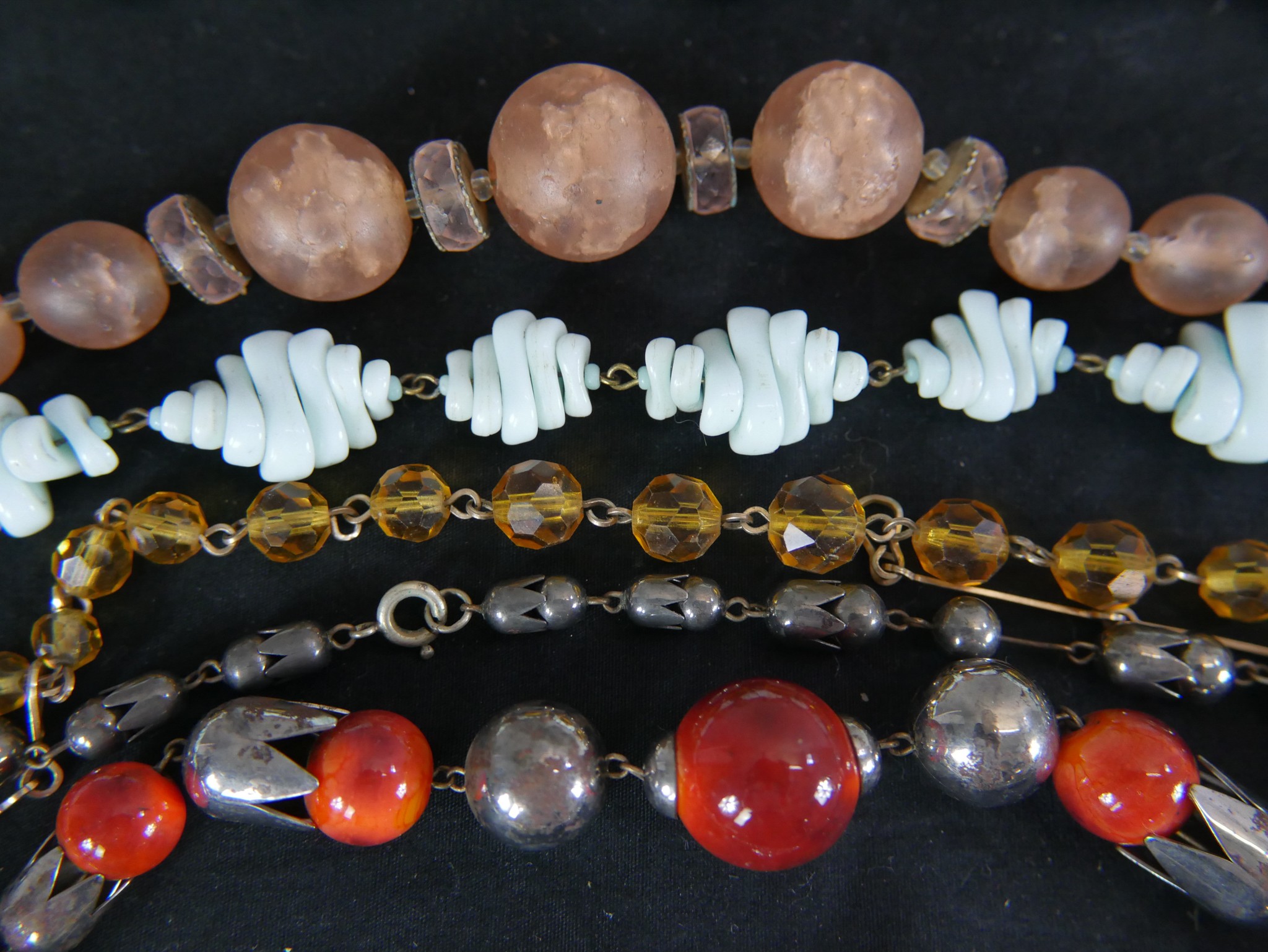 A collection of costume jewellery, including venetian foil necklaces, French paste jewellery and - Image 10 of 12