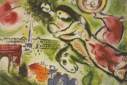 Marc Chagall (1887-1985, Belarusian), Romeo & Juliet, limited edition 103/500 facsimile coloured