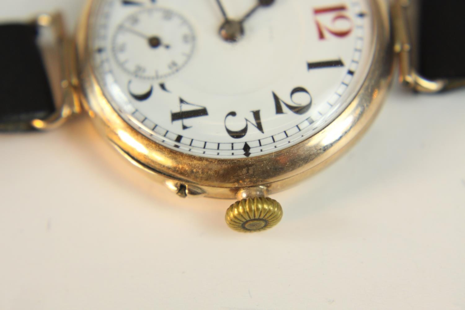 An early 20th century Thomas Russell 9 carat yellow gold cased gentlemen's wristwatch, the white - Image 6 of 9