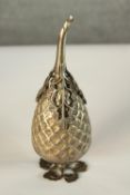 An early 20th century continental 800 grade silver rosewater sprinkler cast in the from of a fruit