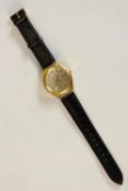 A 20th century gold plated Omega quartz gentlemen's wristwatch with gilt baton numerals and date