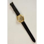 A 20th century gold plated Omega quartz gentlemen's wristwatch with gilt baton numerals and date