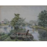 19th century, British school, Richmond from the Island, watercolour on paper, unsigned and framed,