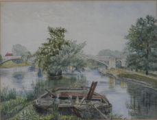 19th century, British school, Richmond from the Island, watercolour on paper, unsigned and framed,