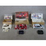 Three boxed scale model cars to include Tamiya 1:10 Willy's Wheeler Honda City Turbo, Tamiya 1:10