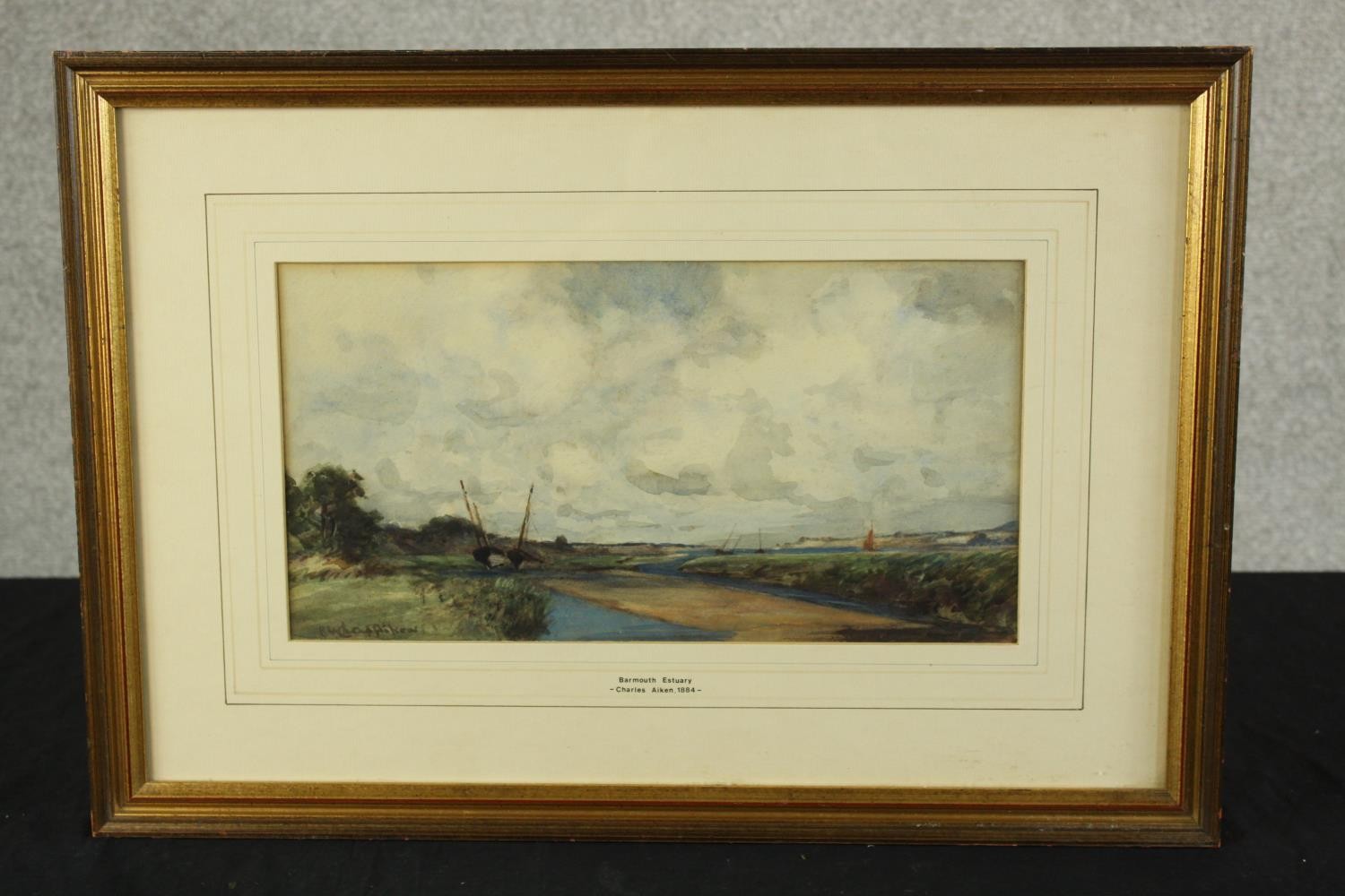 Charles Aiken (19th century) Barmouth Esturary, watercolour on paper, gilt framed. H.38 W.55cm. - Image 2 of 7