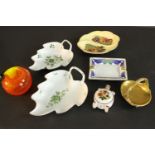 A collection of ceramics and glass, including a porcelain Franklin Mint Faberge Spring Egg Basket, a
