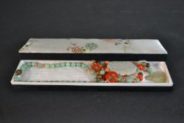A boxed long ceremonial necklace silver gilt, jade, coral, carnelian and tigers eye pendant