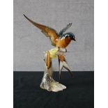 A 20th century German HUTSCHENREUTHER, G. Granget painted porcelain model of a swallow sitting on