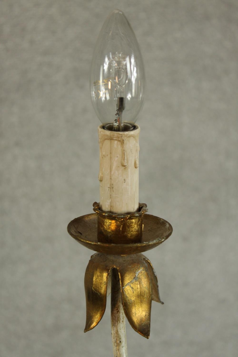 A contemporary painted metal eight branch hanging electrolier with gilt metal mounts. H.66cm. - Image 3 of 4