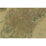 A 19th century unframed coloured map of Moscow. H.40 W.40cm.