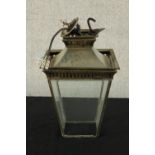 A contemporary painted metal electric tapering hall lantern. H.33cm.